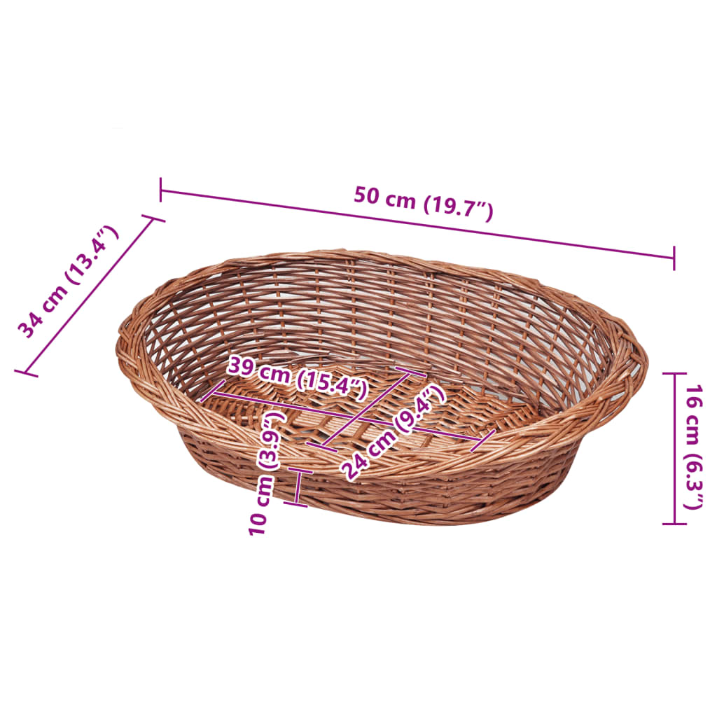 Košara za pse / krevet za ljubimce od vrbe prirodna boja 50 cm