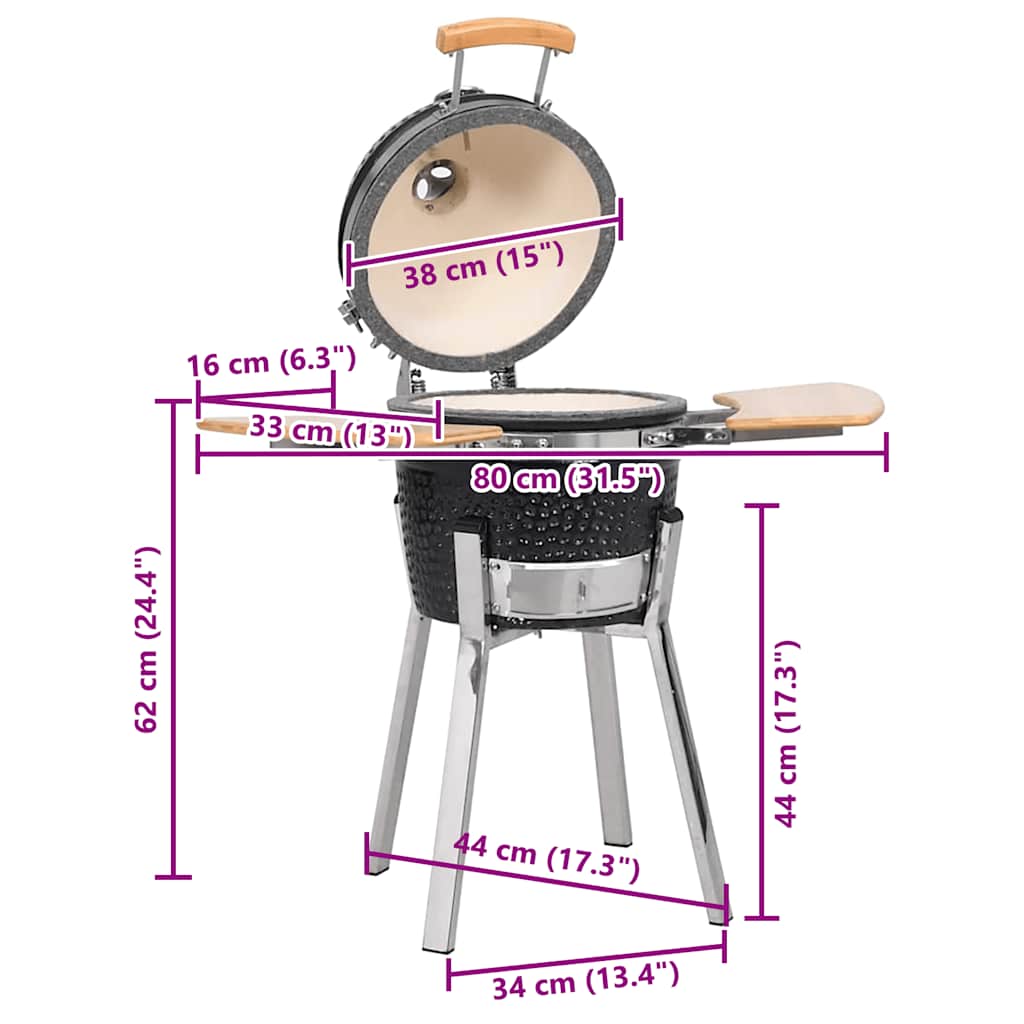 Kamado keramička naprava za grill i dimljenje 33 cm