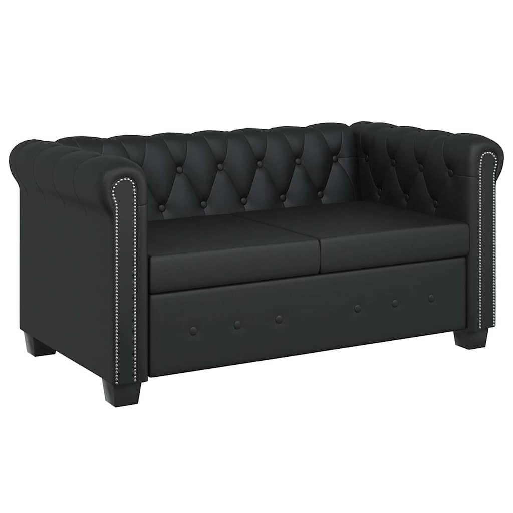 Dvosjed Chesterfield od umjetne kože crni