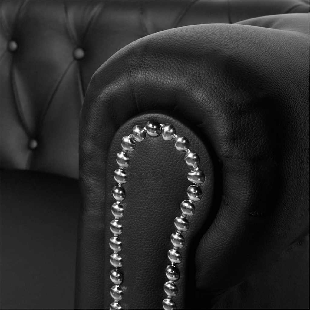 Trosjed Chesterfield od umjetne kože crni