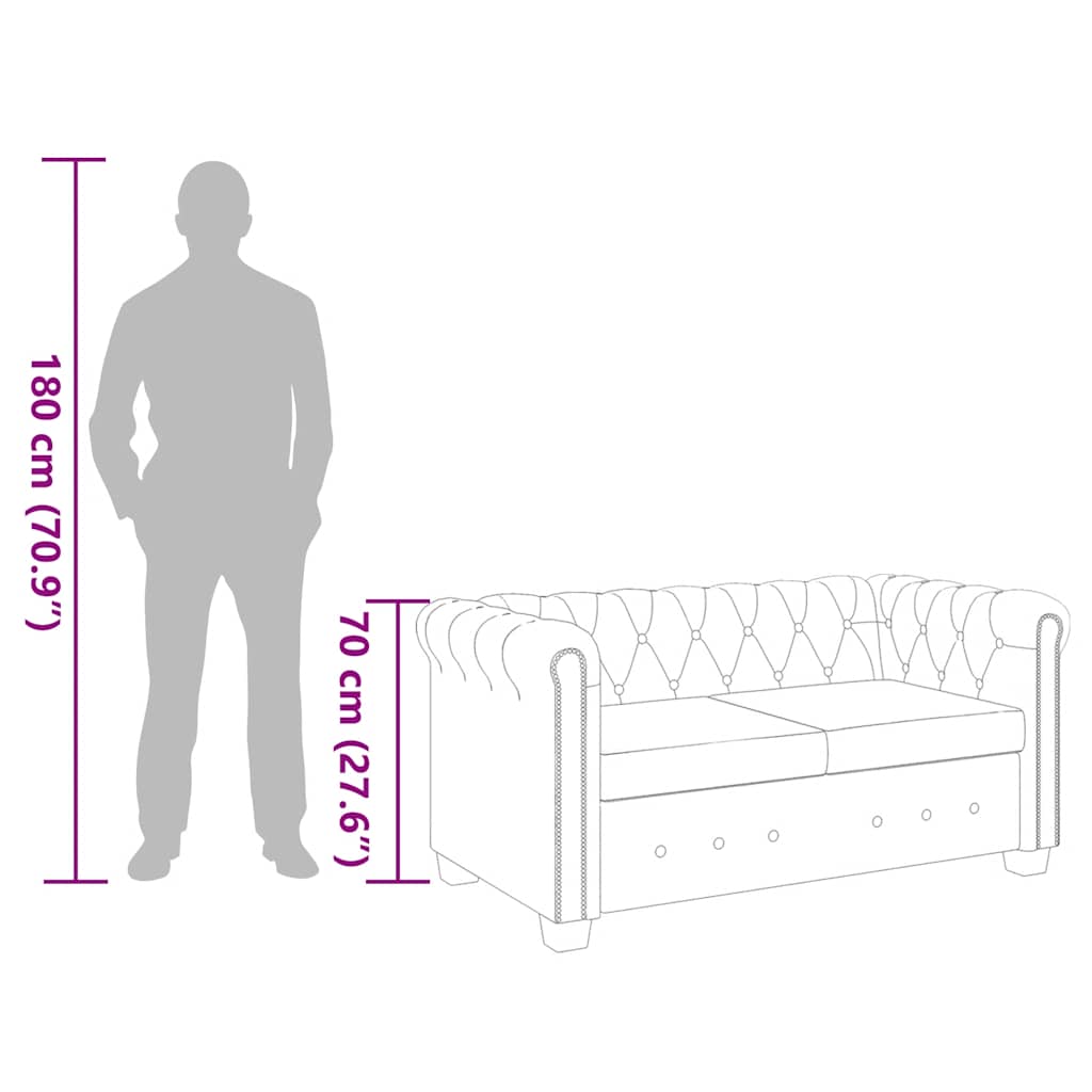 Dvosjed Chesterfield od umjetne kože bijeli