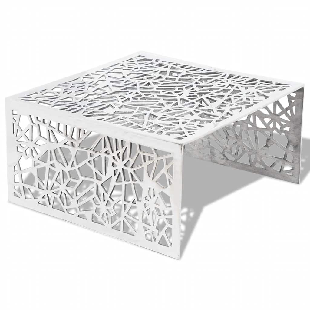 Stolić za Kavu Srebrni Geometrijski Dizajn Aluminij