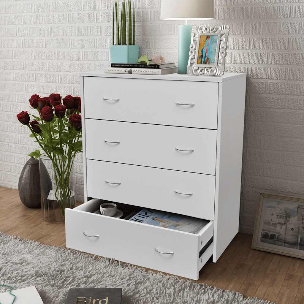 Komoda s 4 ladice 60 x 30,5 x 71 cm bijele