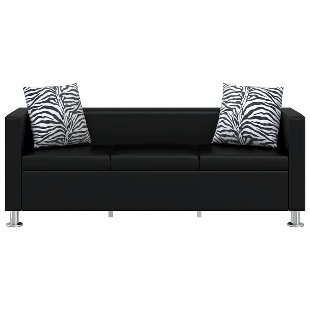 Set trosjeda, dvosjeda i fotelje od umjetne kože crni