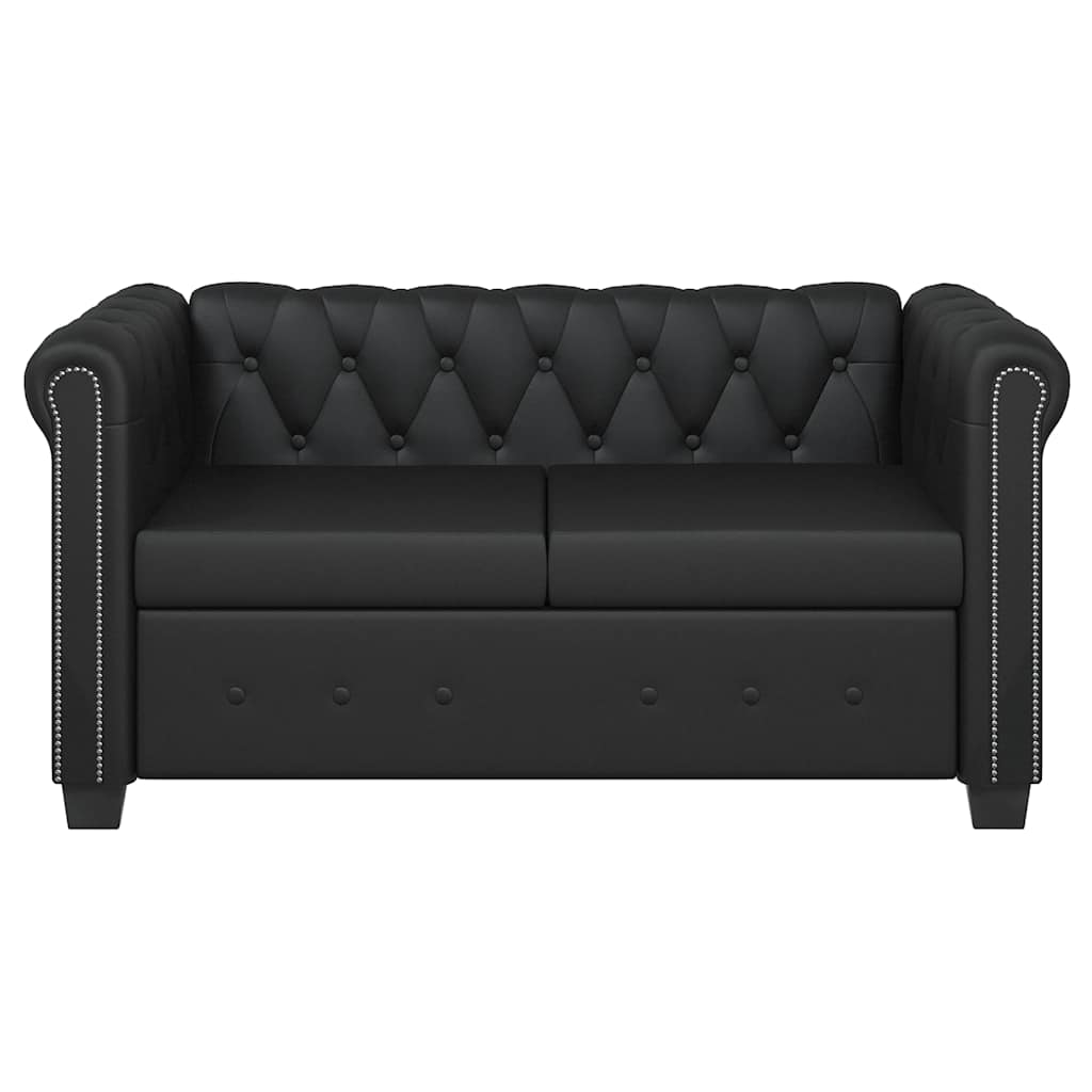 Dvosjed i trosjed Chesterfield od umjetne kože smeđi