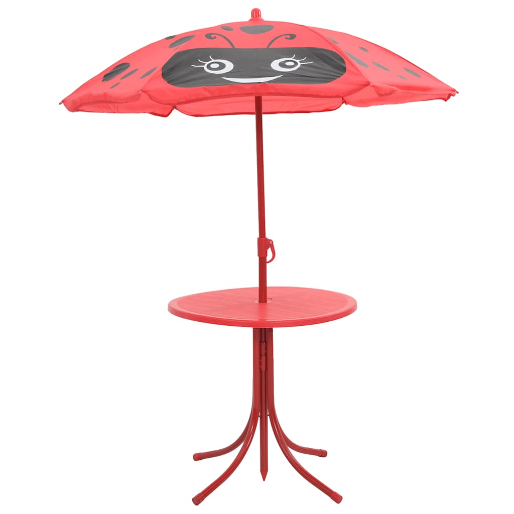 3-dijelni dječji vrtni vistro set sa suncobranom crveni