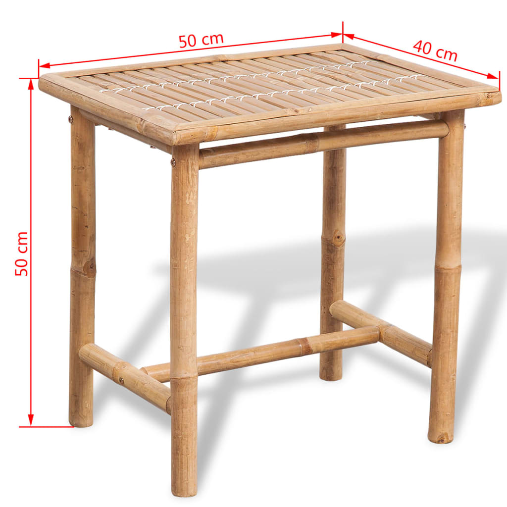 3-dijelni bistro set od bambusa s jastucima