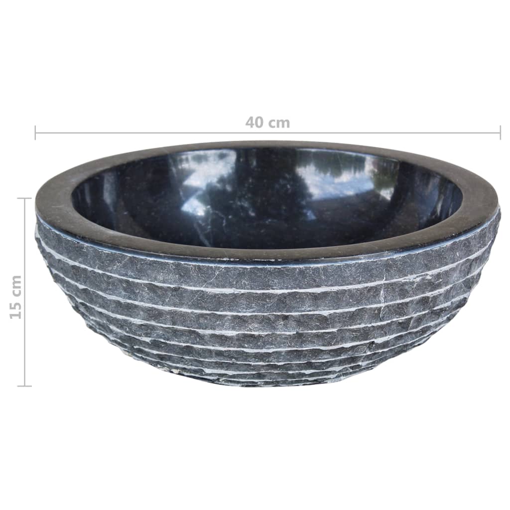 Mramorni umivaonik 40 cm crni
