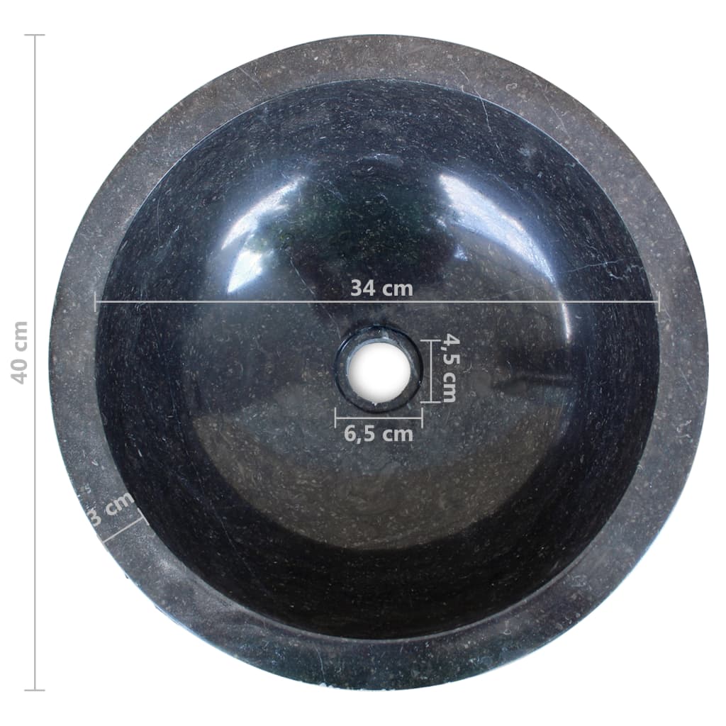 Mramorni umivaonik 40 cm crni