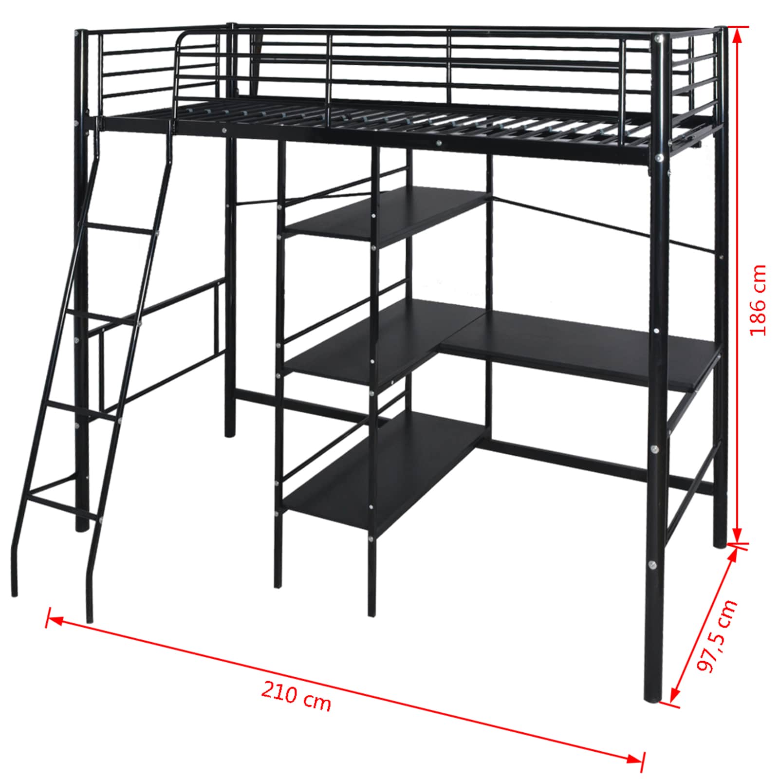 Krevet s madracem Crna 200 x 90 cm Metal