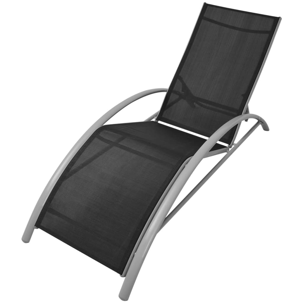 Ležaljka za sunčanje sa suncobranom aluminijum crna