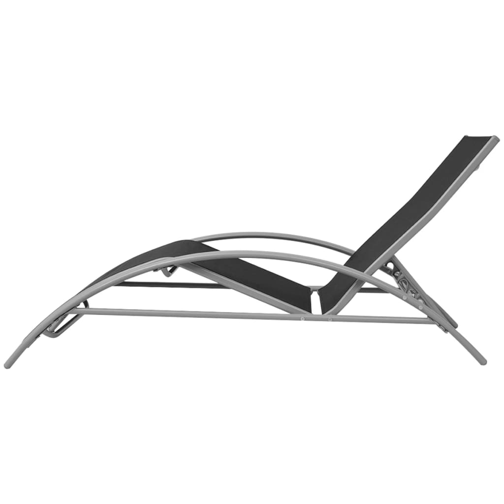 Ležaljka za sunčanje sa suncobranom aluminijum crna