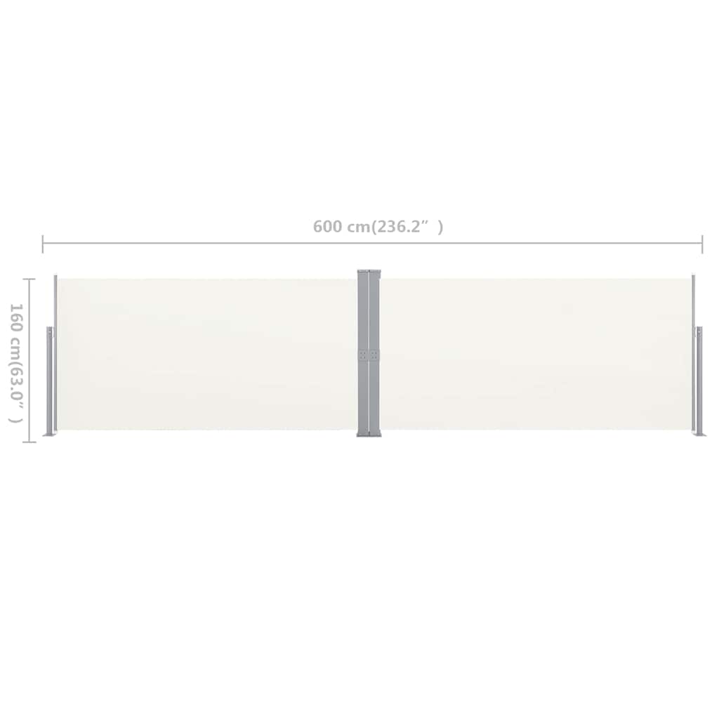 Bočna tenda uvlačiva 160 x 600 cm krem boje