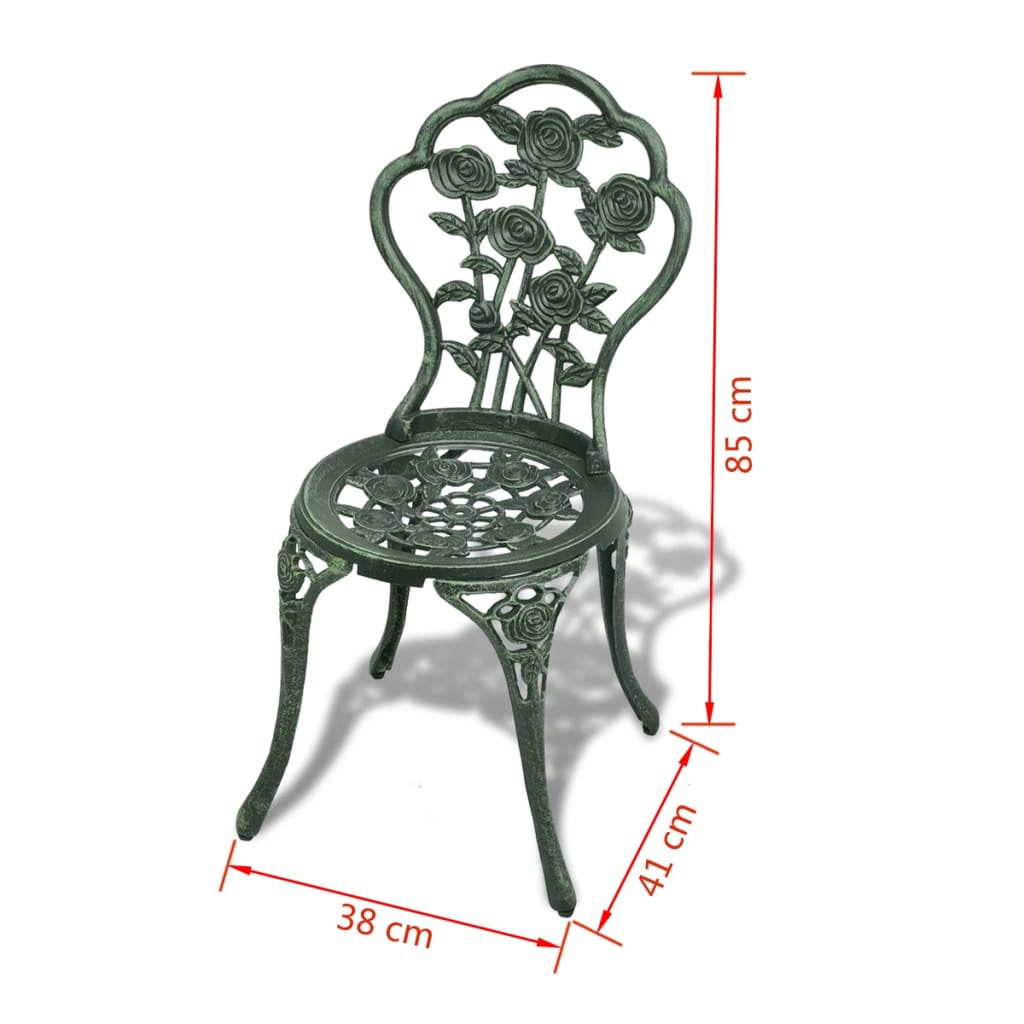 3-dijelni bistro set od lijevanog aluminija zeleni