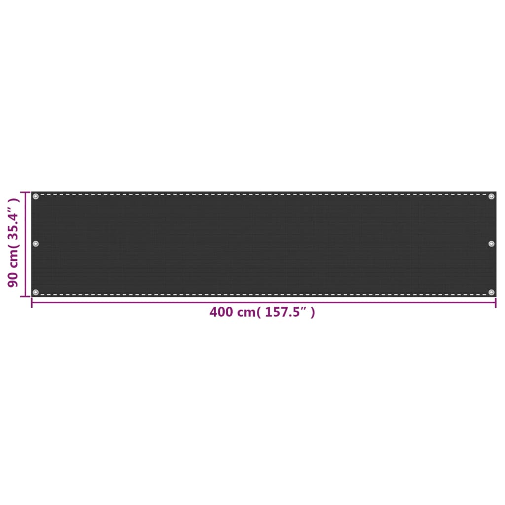 Balkonska Zaštita HDPE 90x400 cm Antracit Boja
