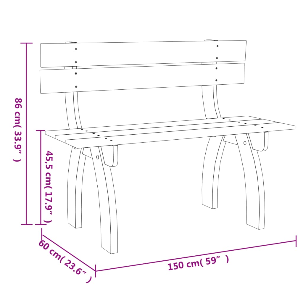 Vrtna klupa 150 cm od impregnirane borovine