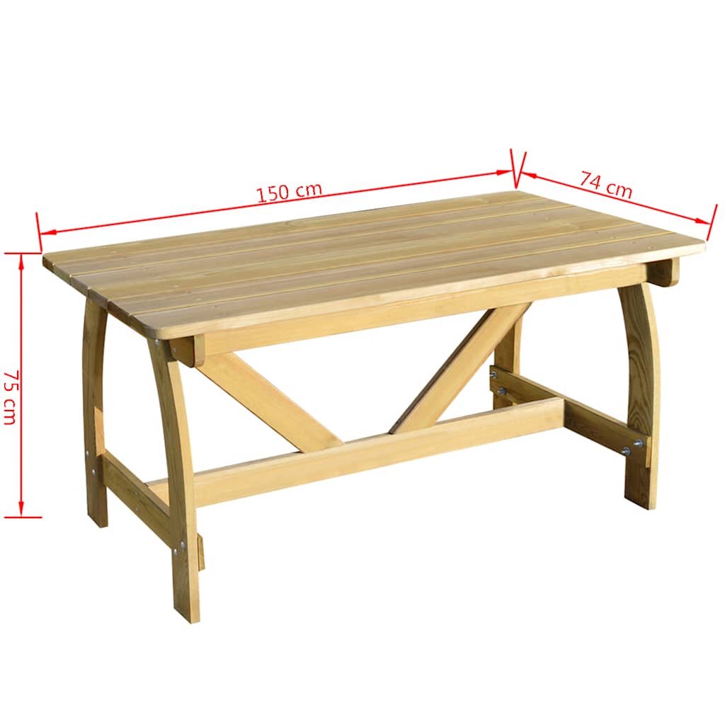 Vrtni stol 150 x 74 x 75 cm od impregnirane borovine