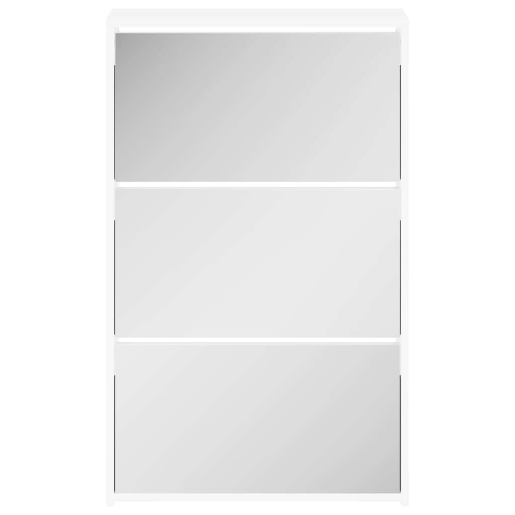 Ormarić za cipele 3 razine s ogledalom bijeli 63x17x102,5 cm