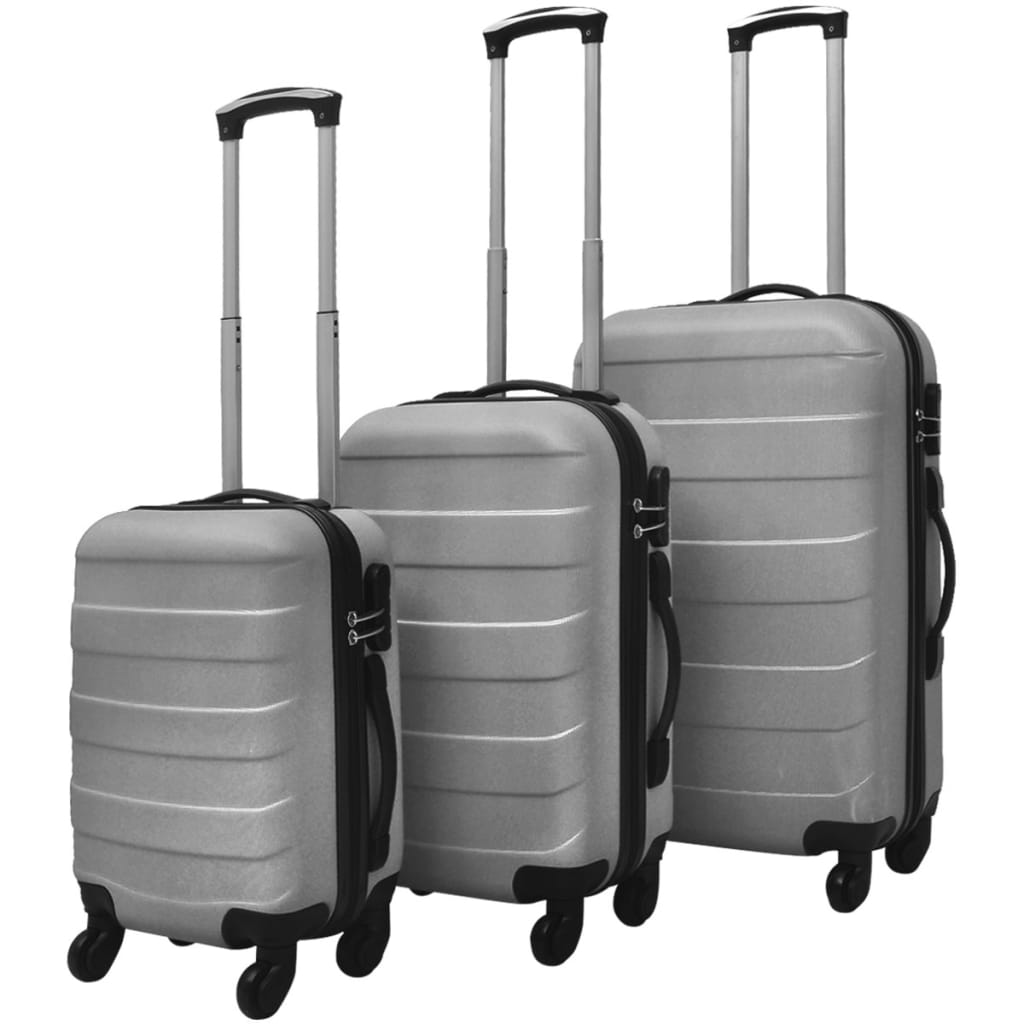 Trodijelni set čvrstih kovčega s kotačima srebrni 45,5/55/66 cm