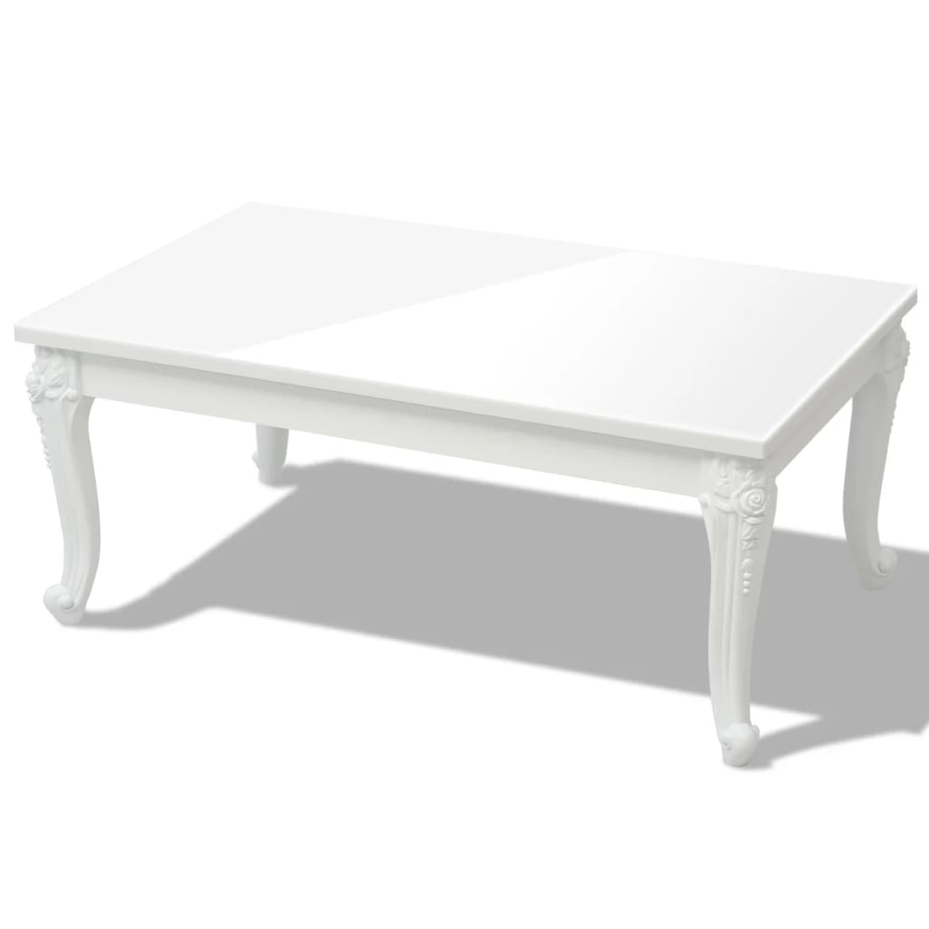 Klupski stolić 100 x 60 x 42 cm visoki sjaj bijeli