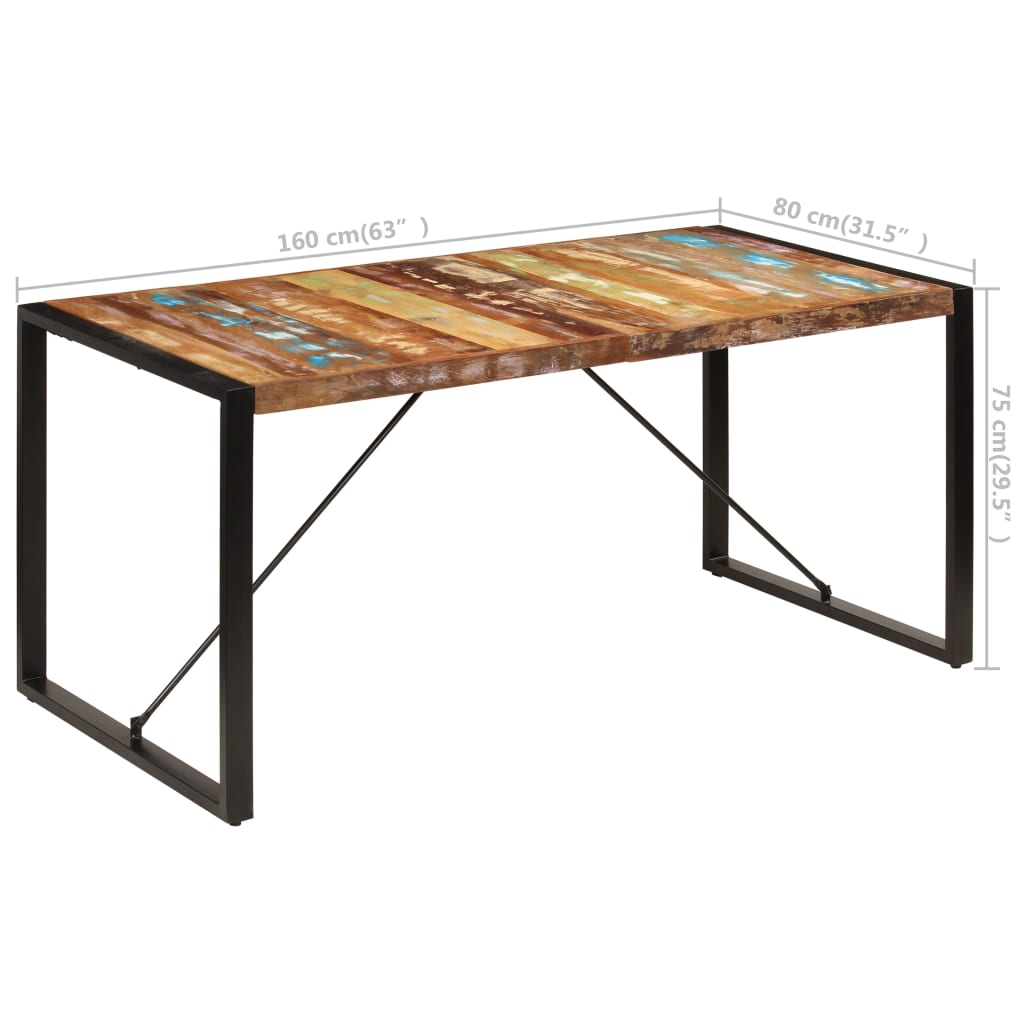 Blagovaonski stol od masivnog obnovljenog drva 160 x 80 x 75 cm