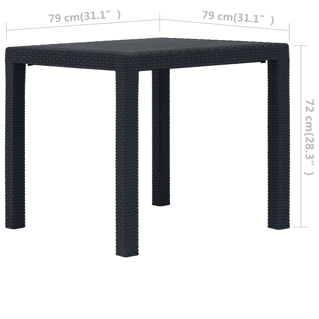 Vrtni stol antracit 79 x 79 x 72 cm plastika s izgledom ratana
