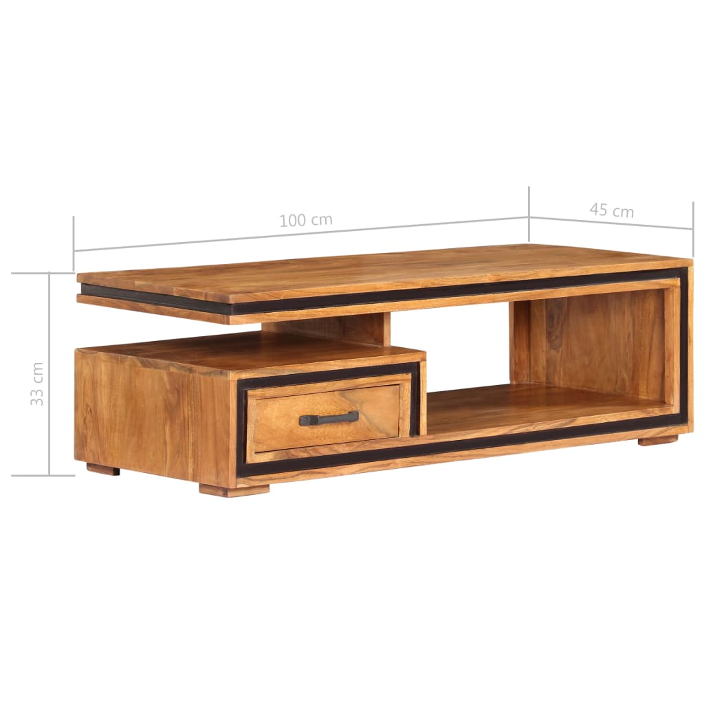 Stolić za kavu 100 x 45 x 33 cm od masivnog bagremovog drva