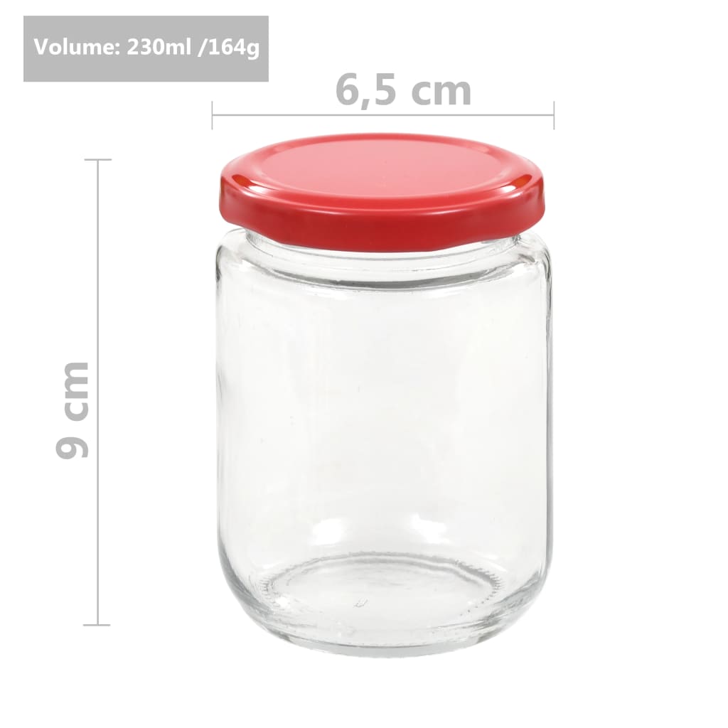 Staklenke za džem s crvenim poklopcima 48 kom 230 ml