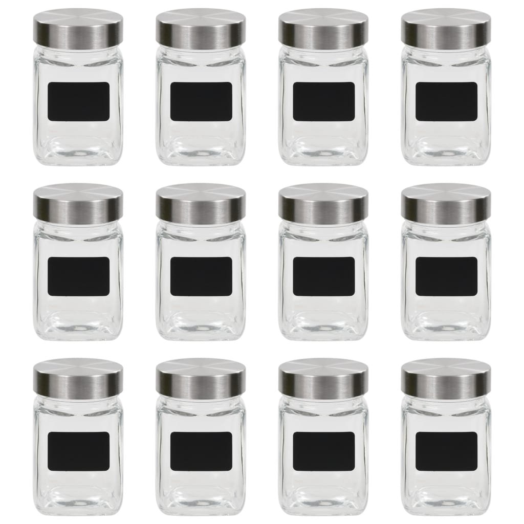 Staklenke za pohranu s naljepnicom 12 kom 300 ml