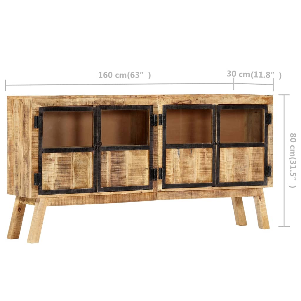 Komoda smeđe-crna 160x30x80 cm od masivnog grubog drva manga