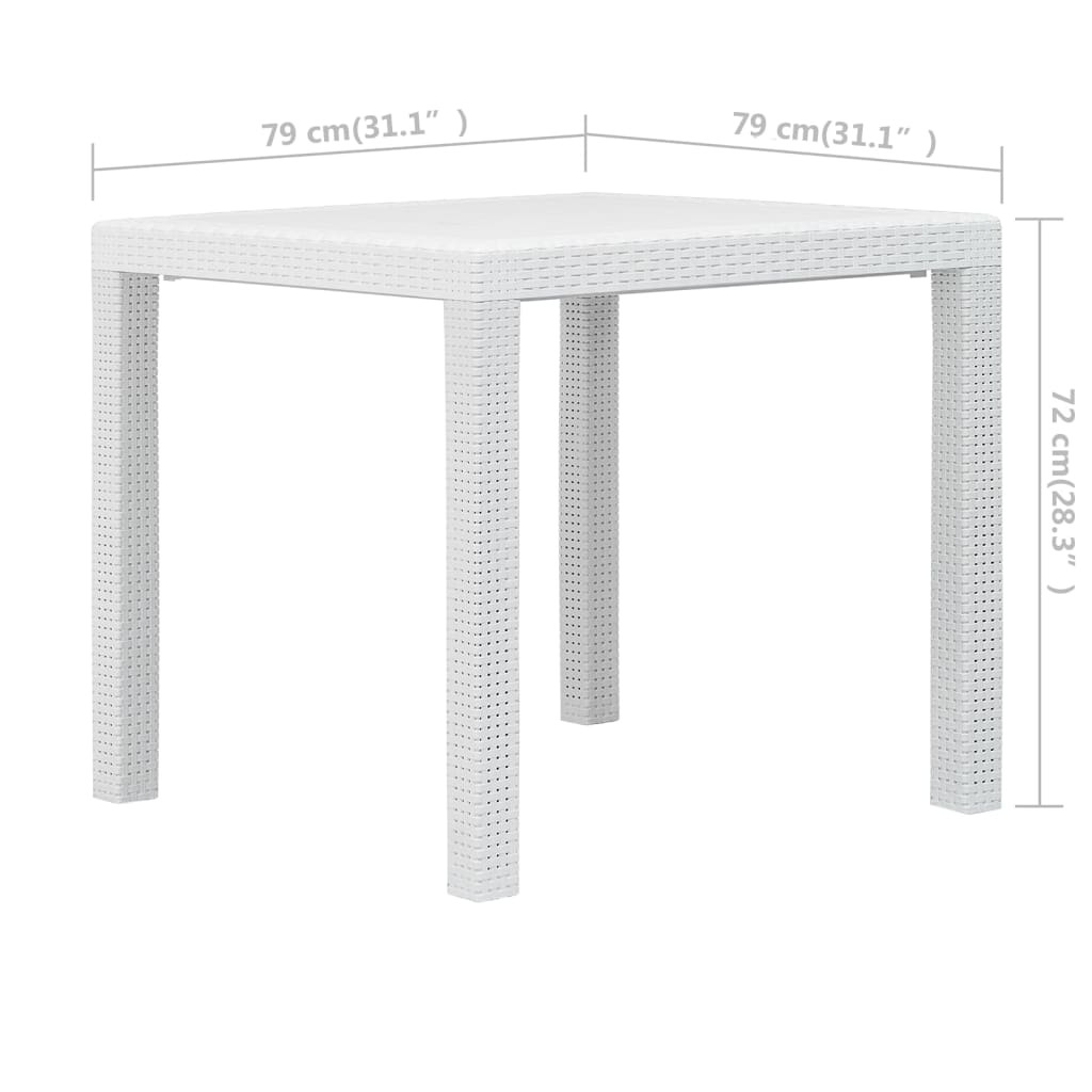 3-dijelni bistro set od plastike s izgledom ratana bijeli