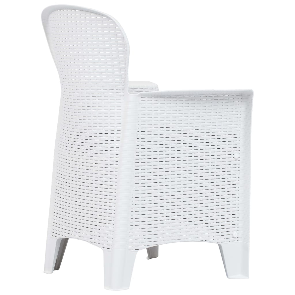3-dijelni bistro set od plastike s izgledom ratana bijeli