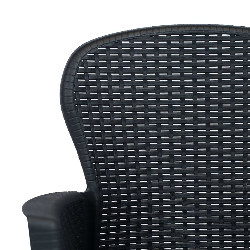 3-dijelni bistro set od plastike s izgledom ratana antracit