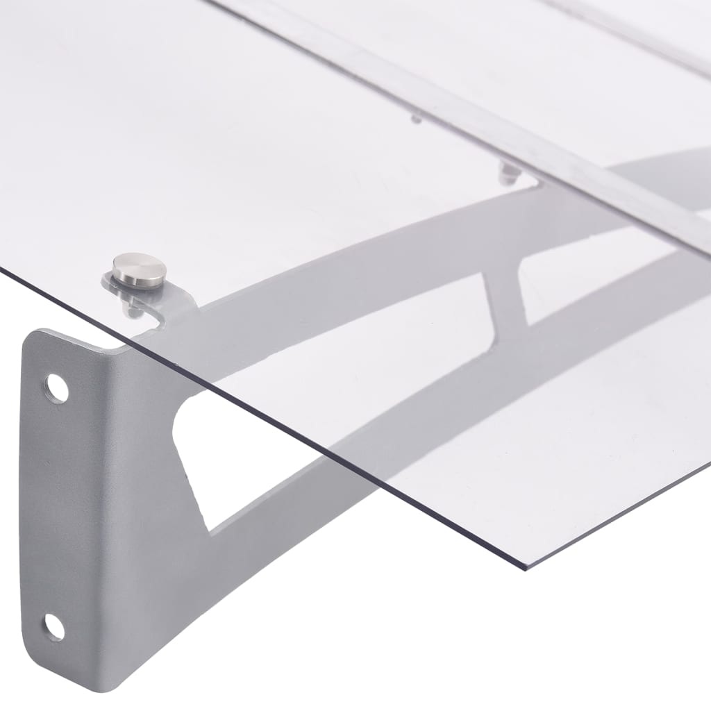 Nadstrešnica za vrata srebrna i prozirna 150 x 90 cm PET