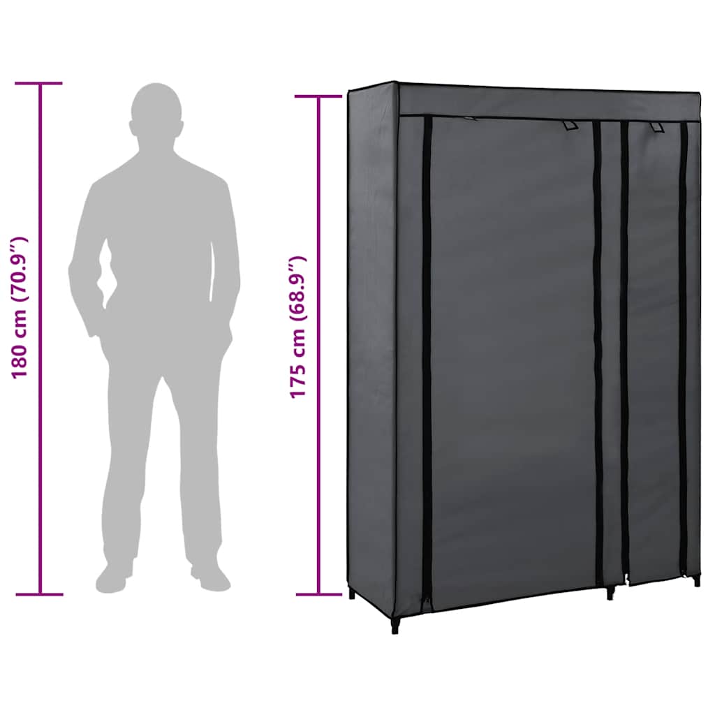 Sklopivi ormar sivi 110 x 45 x 175 cm od tkanine
