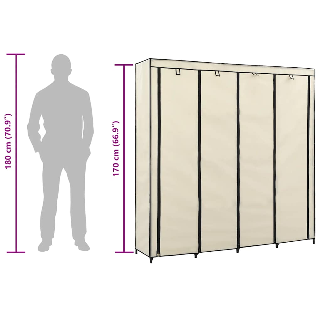 Ormar s 4 odjeljka krem 175 x 45 x 170 cm