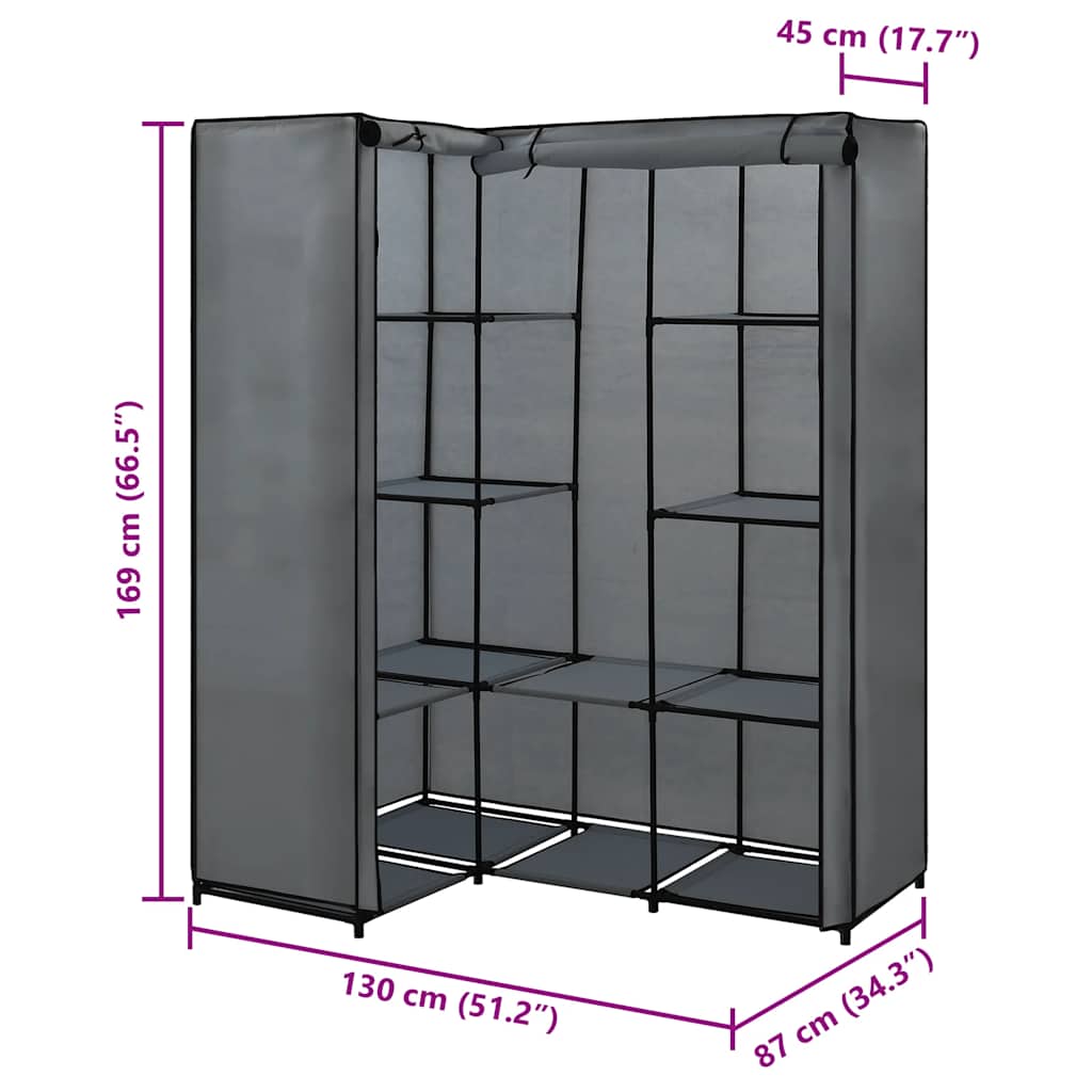 Kutni ormar sivi 130 x 87 x 169 cm