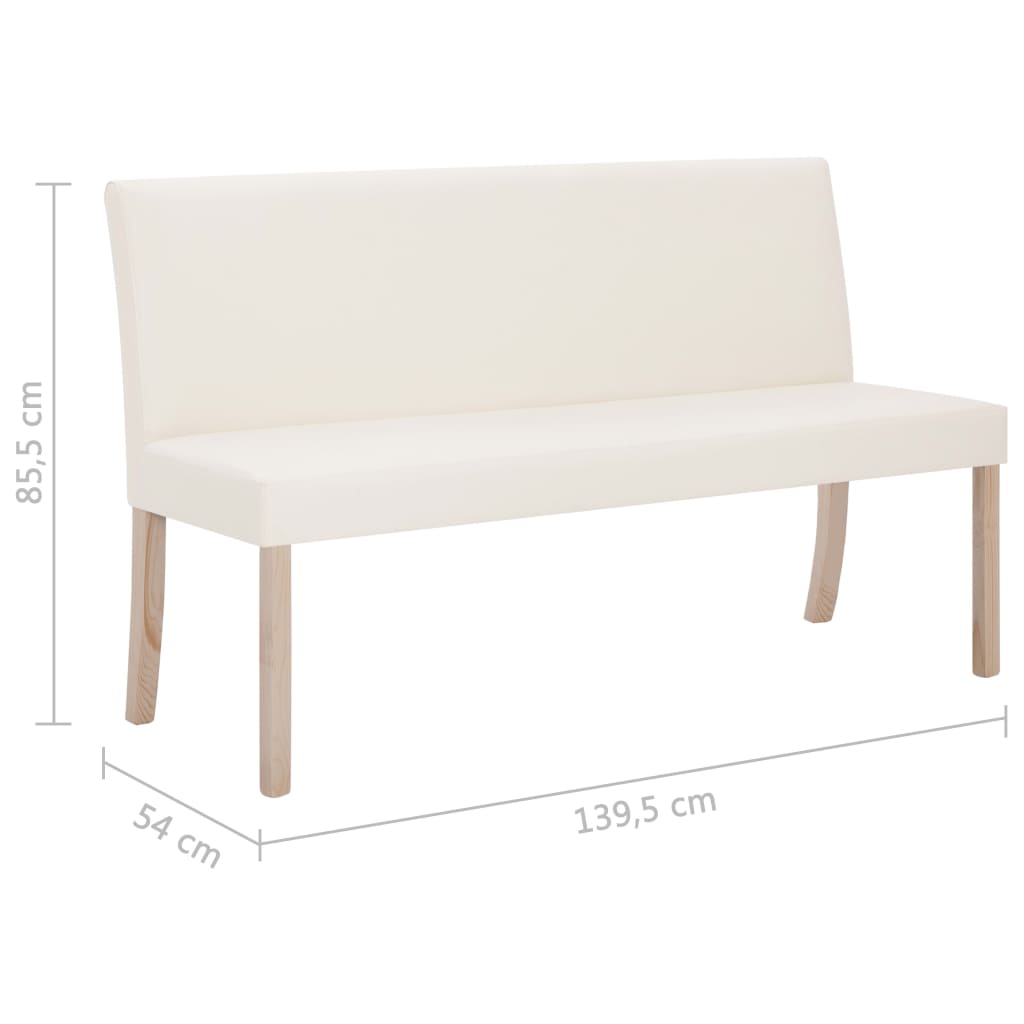 Klupa od umjetne kože 139,5 cm krem