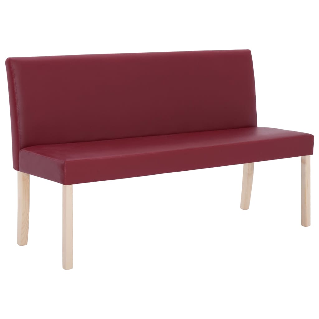 Klupa od umjetne kože 139,5 cm crvena boja vina