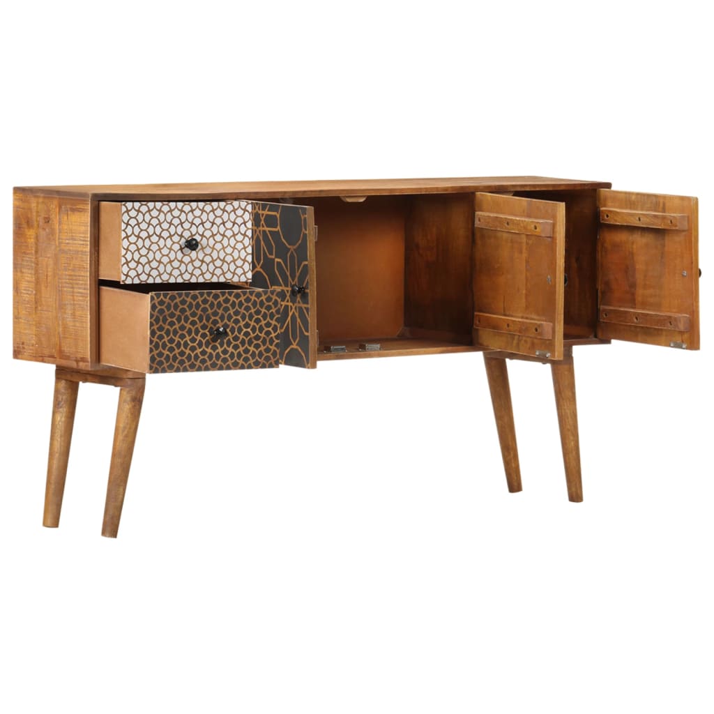 Komoda s otisnutim uzorkom 130 x 30 x 70 cm masivno drvo manga