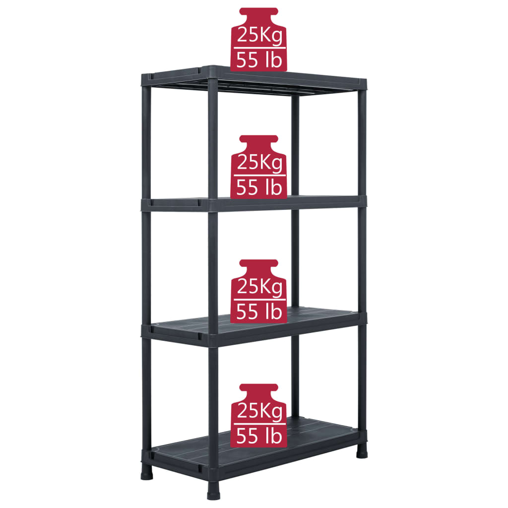 Stalci za pohranu 2 kom crni 60 x 30 x 138 cm plastični