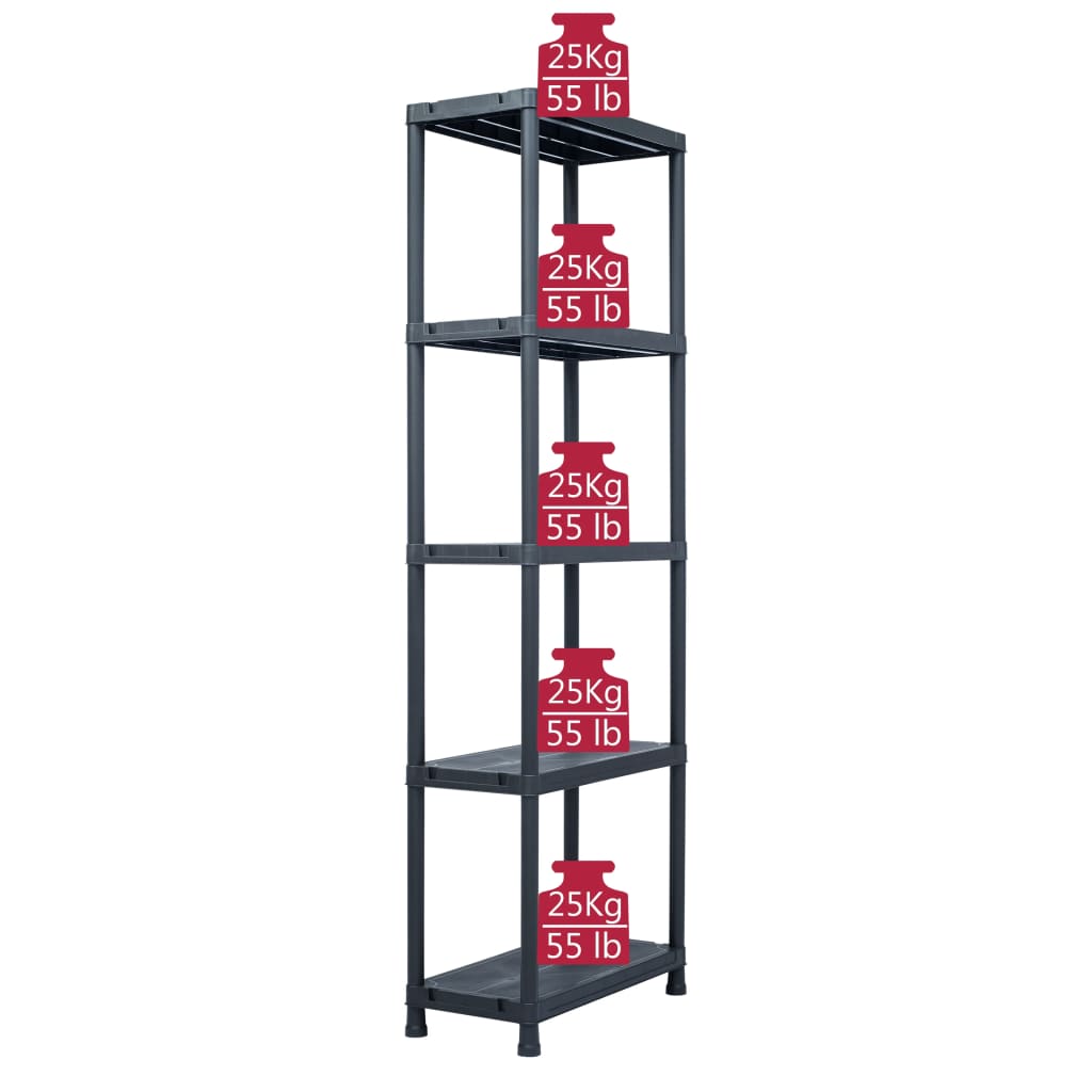 Stalci za pohranu 2 kom crni 125 kg 60 x 30 x 180 cm plastični