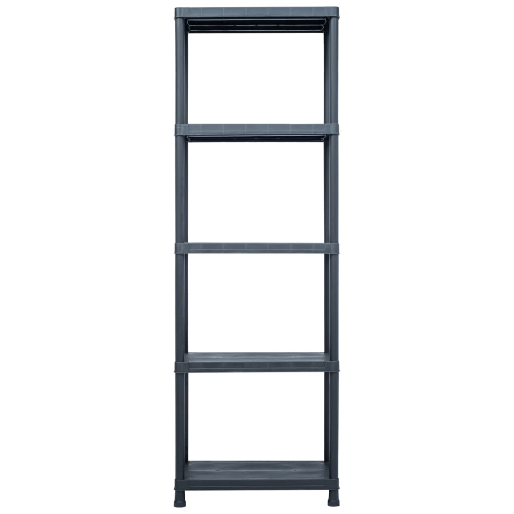 Stalci za pohranu 5 kom crni 125 kg 60 x 30 x 180 cm plastični