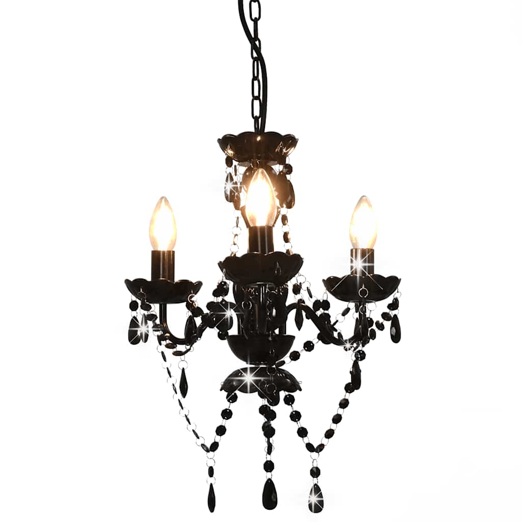 Luster s perlama crni okrugli 3 x E14