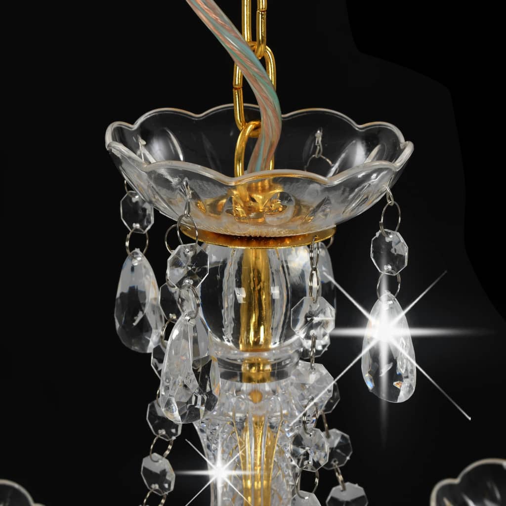 Luster s perlama zlatni okrugli 3 x E14