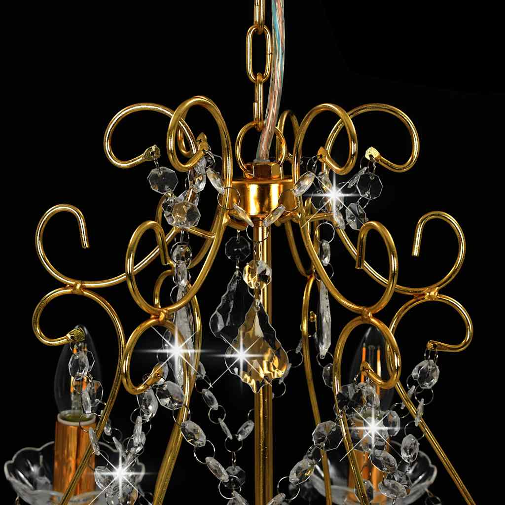Luster s kristalnim perlama zlatni okrugli 6 x E14