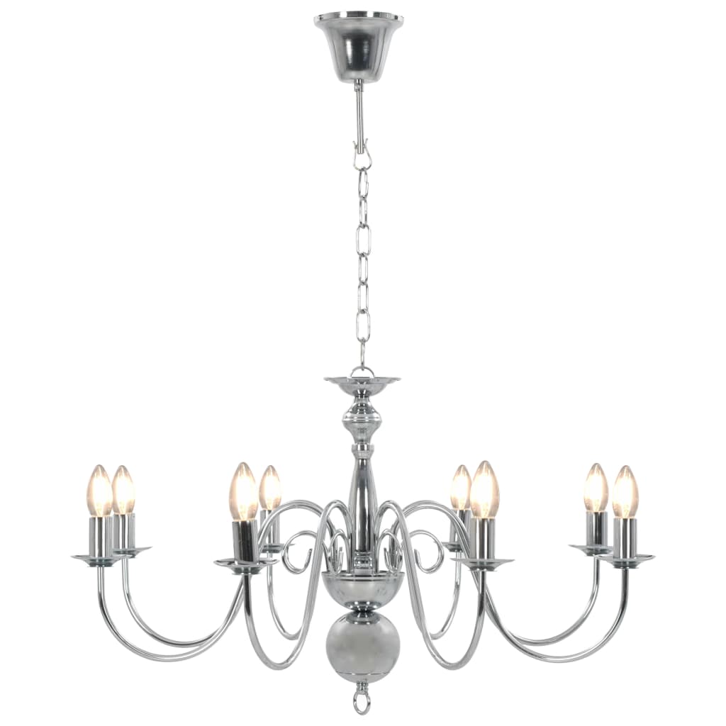 Luster srebrni 8 x žarulja E14