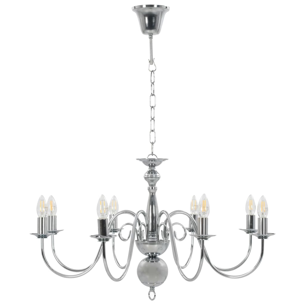 Luster srebrni 8 x žarulja E14