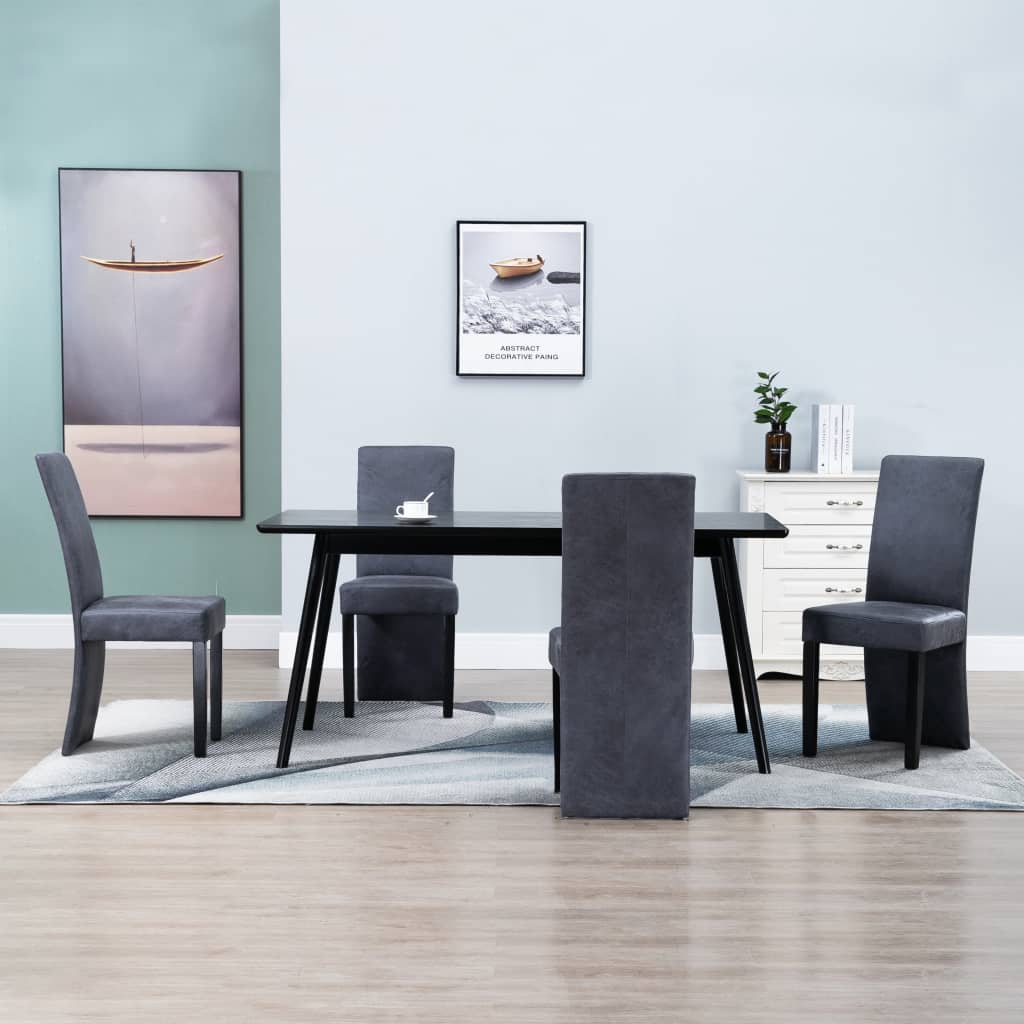 Blagovaonske stolice 4 kom sive od umjetne brušene kože