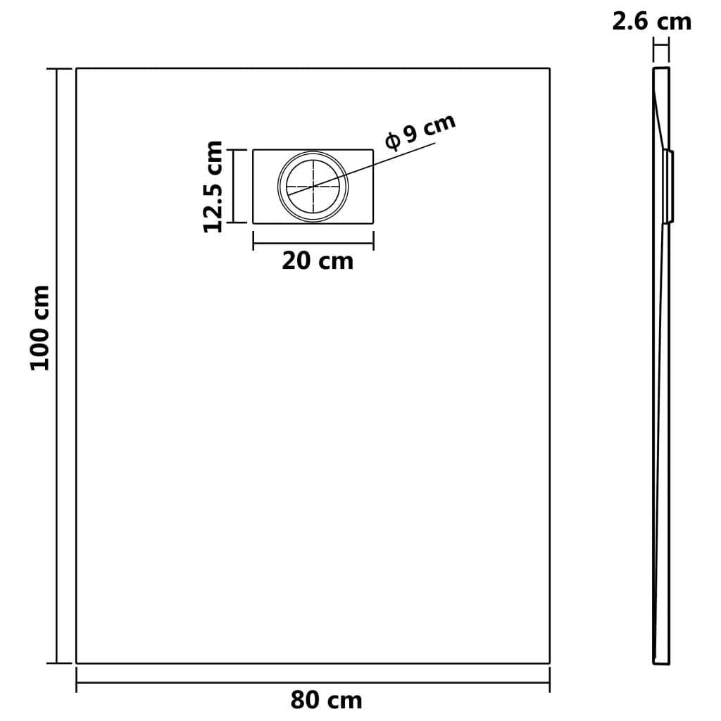 Kada za tuš SMC bijela 100 x 80 cm
